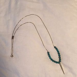Turquoise and gold beaded long necklace
